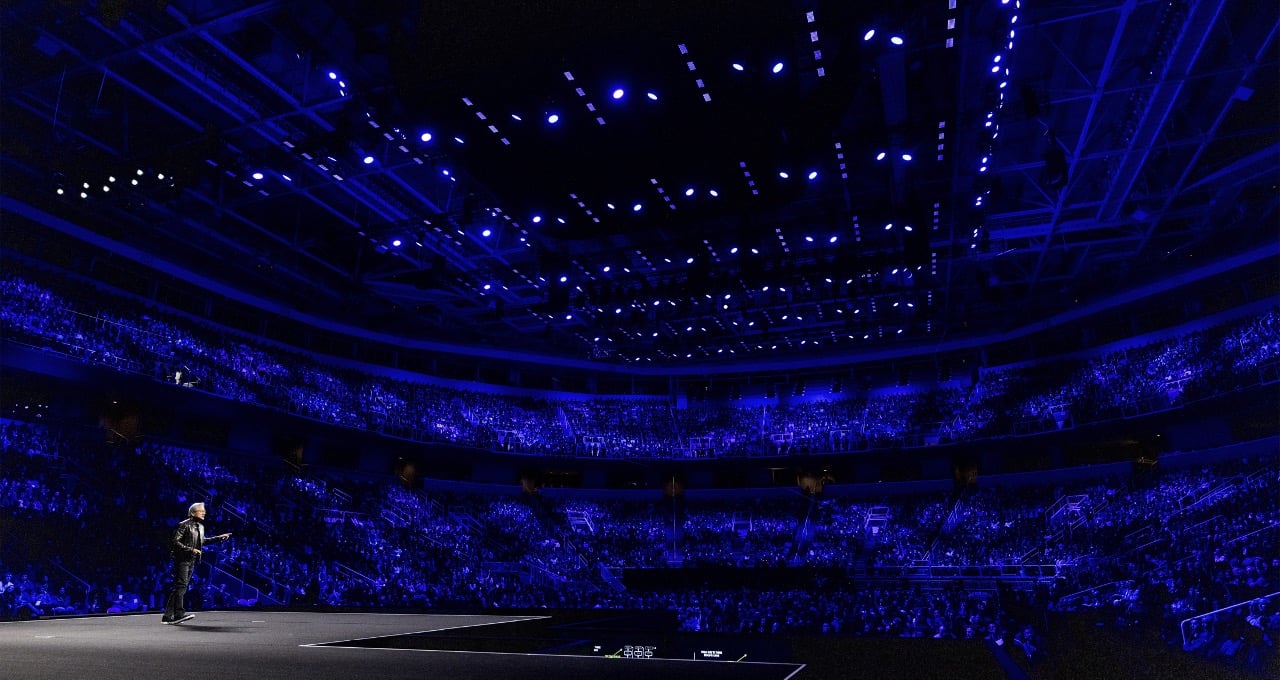 TechDogs-"An Image Of NVIDIA CEO Jensen Huang During His Keynote Speech At NVIDIA GTC 2025"