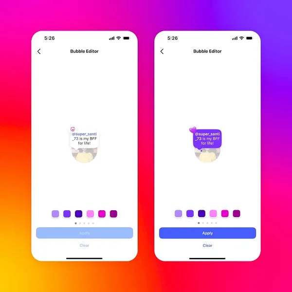 TechDogs-"An Image Showing The Demo Of Instagram’s Colored Background To Notes Feature"