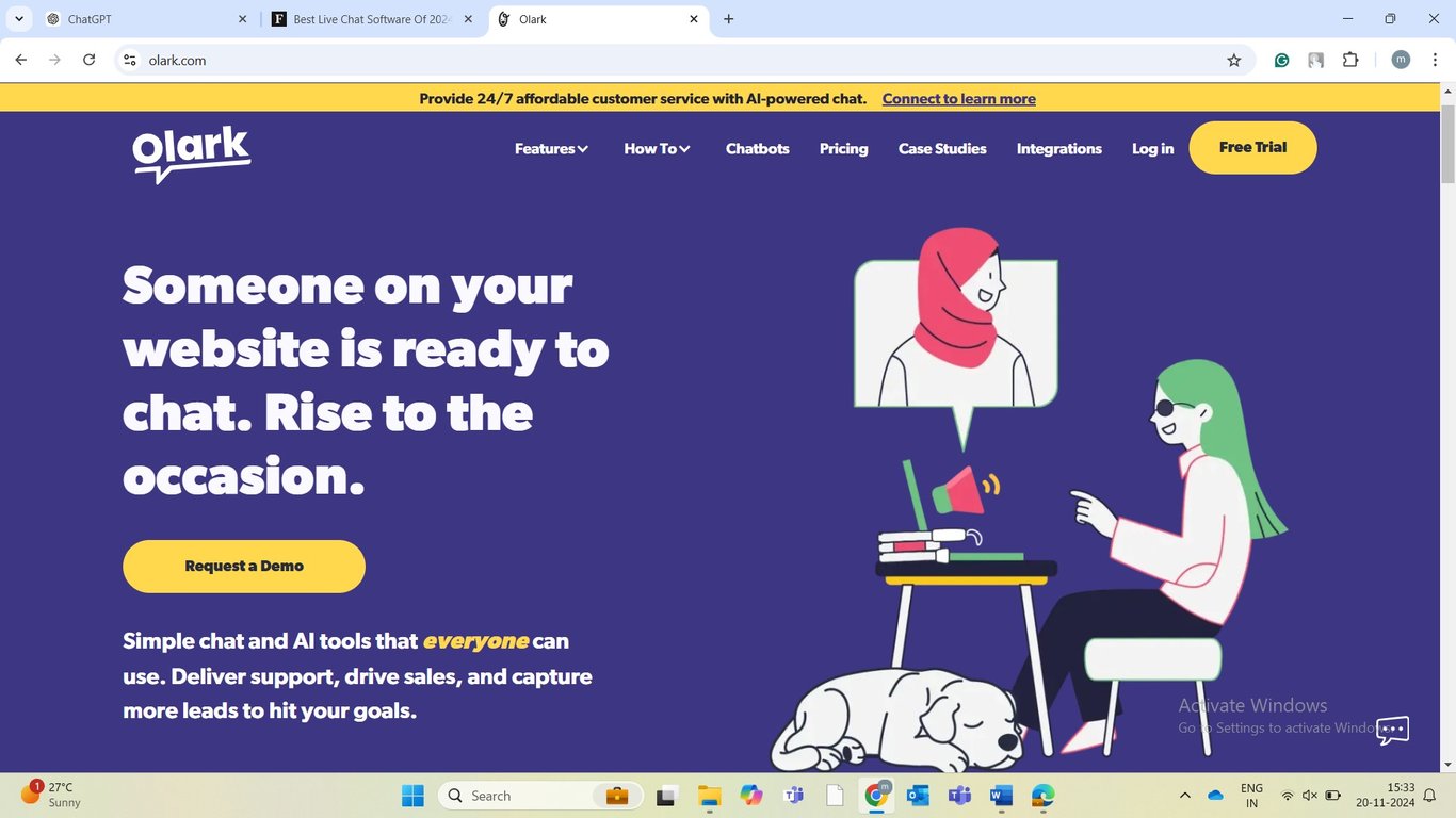 TechDogs-"Tool 1: Olark"-"A Screenshot Of Olark Dashboard"