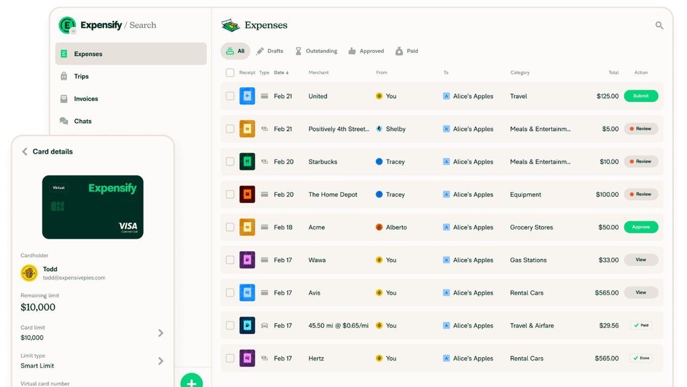 TechDogs-"Tool 3: Expensify"-"A Screenshot Of Expensify's Desktop And Mobile App Interface"