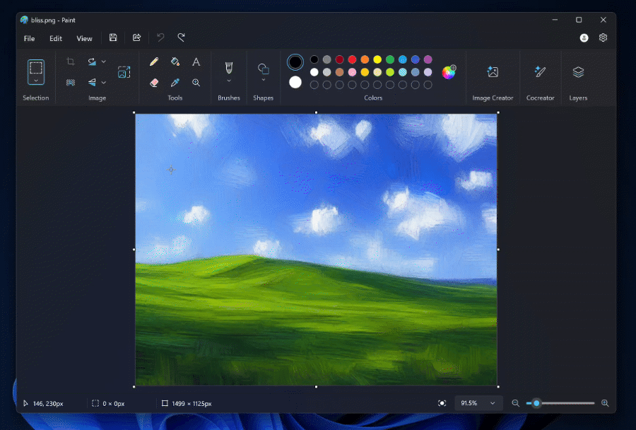 TechDogs-"A GIF Showing Microsoft Paint's Generative Fill Feature"