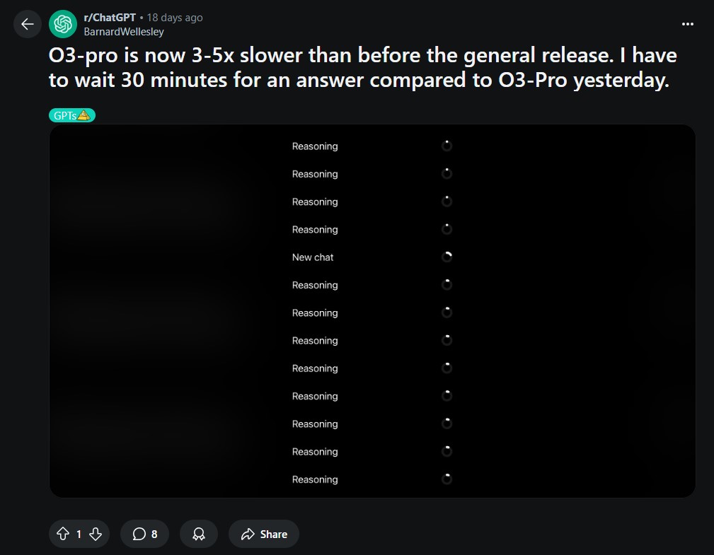 TechDogs-"Developer Feedback"-"User Reports O3 Pro Is 3–5x Slower with Extended Wait Times"