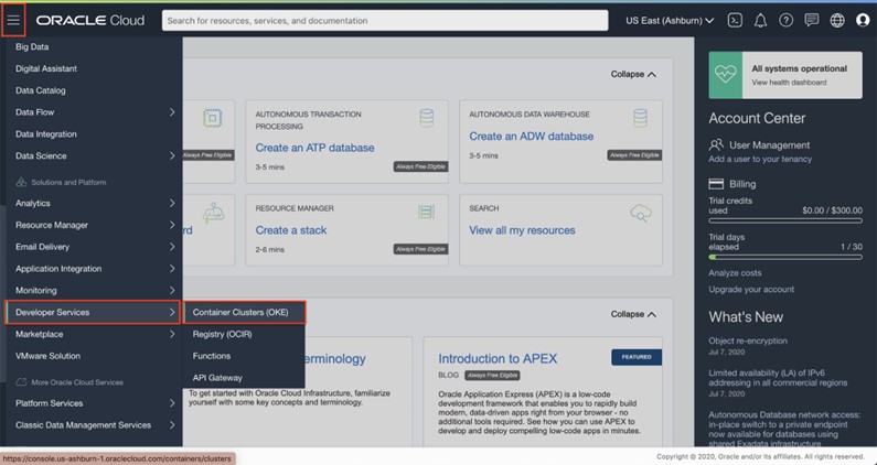 TechDogs-"Tool 5: Oracle Container Engine for Kubernetes (OKE)"-"An Image Showing The Dashboard Of Oracle Container Engine for Kubernetes"