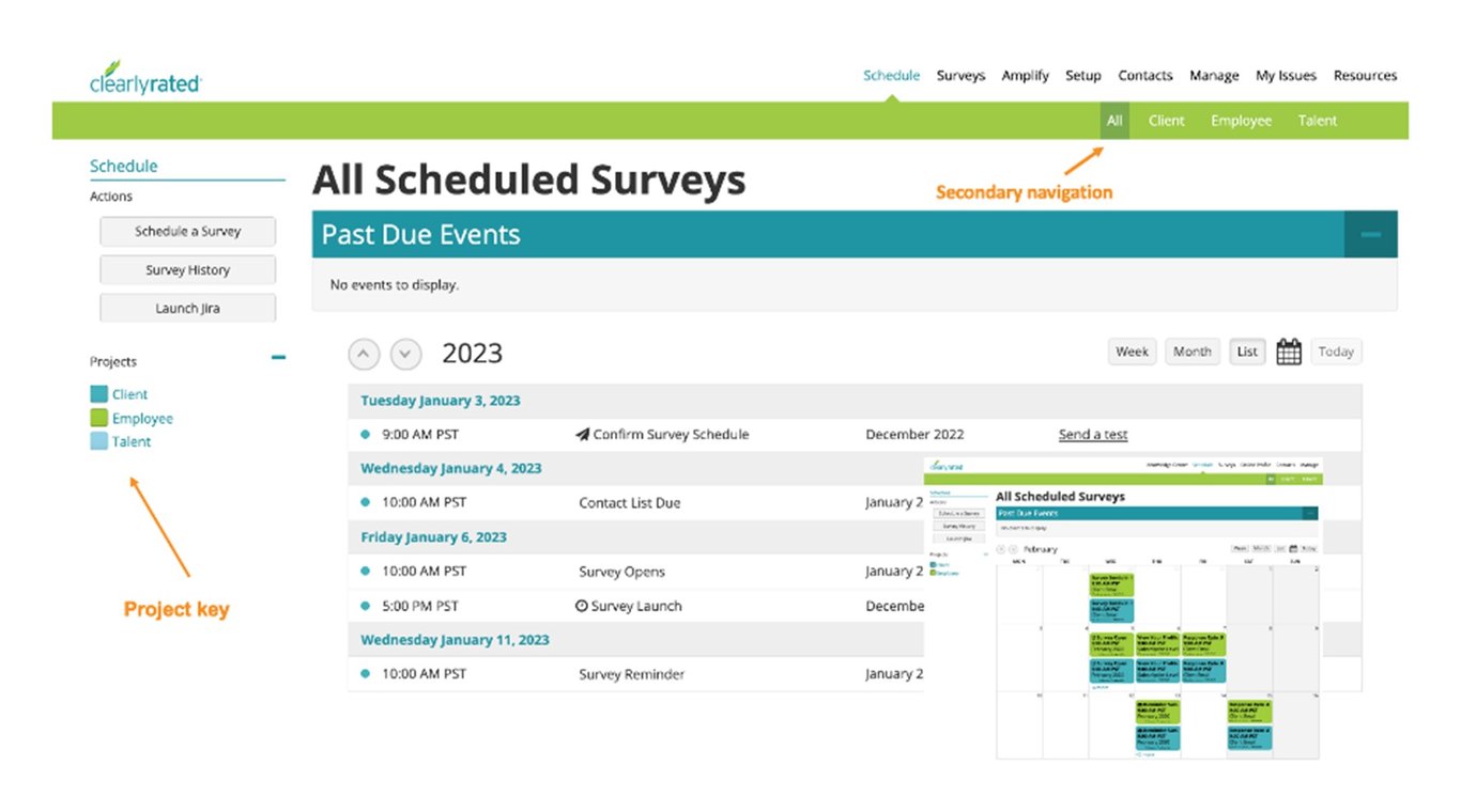 TechDogs-"Tool 3: ClearlyRated"-"An Image Showing The Survey Scheduling Tool Of ClearlyRated"