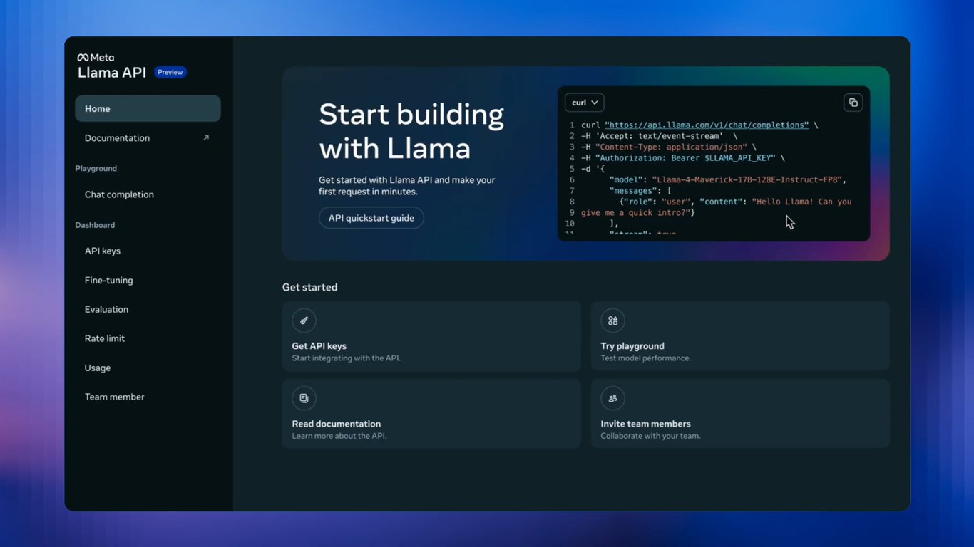 TechDogs-"An Image Showing Meta’s Llama API UI"