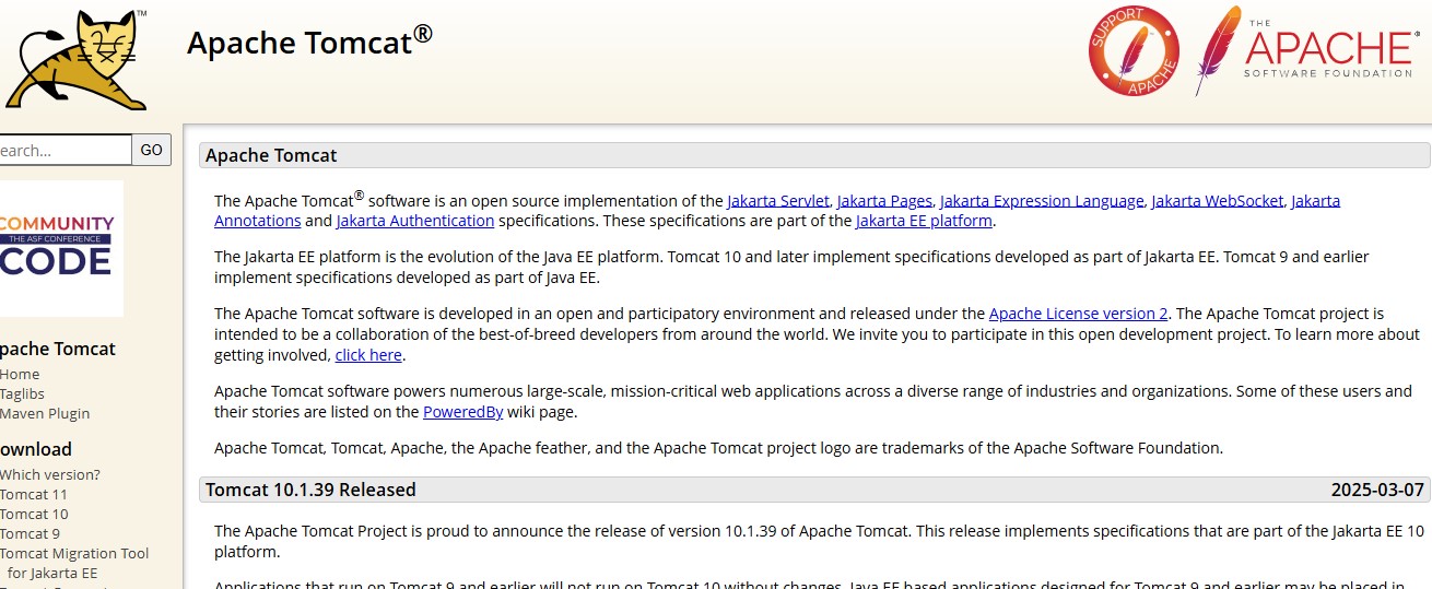 TechDogs-"Tool 3: Apache Tomcat"-"Image Showing The Dashboard Of Apache Tomcat"