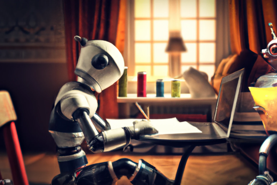TechDogs-"A Representative Image Depicting An AI Bot Doing Homework"