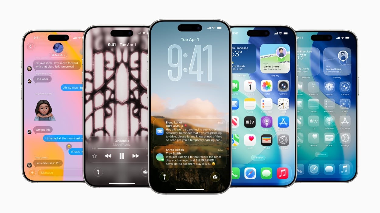 TechDogs-"What Is iOS 26?"-"Photo Of Various iPhone Home Screens"
