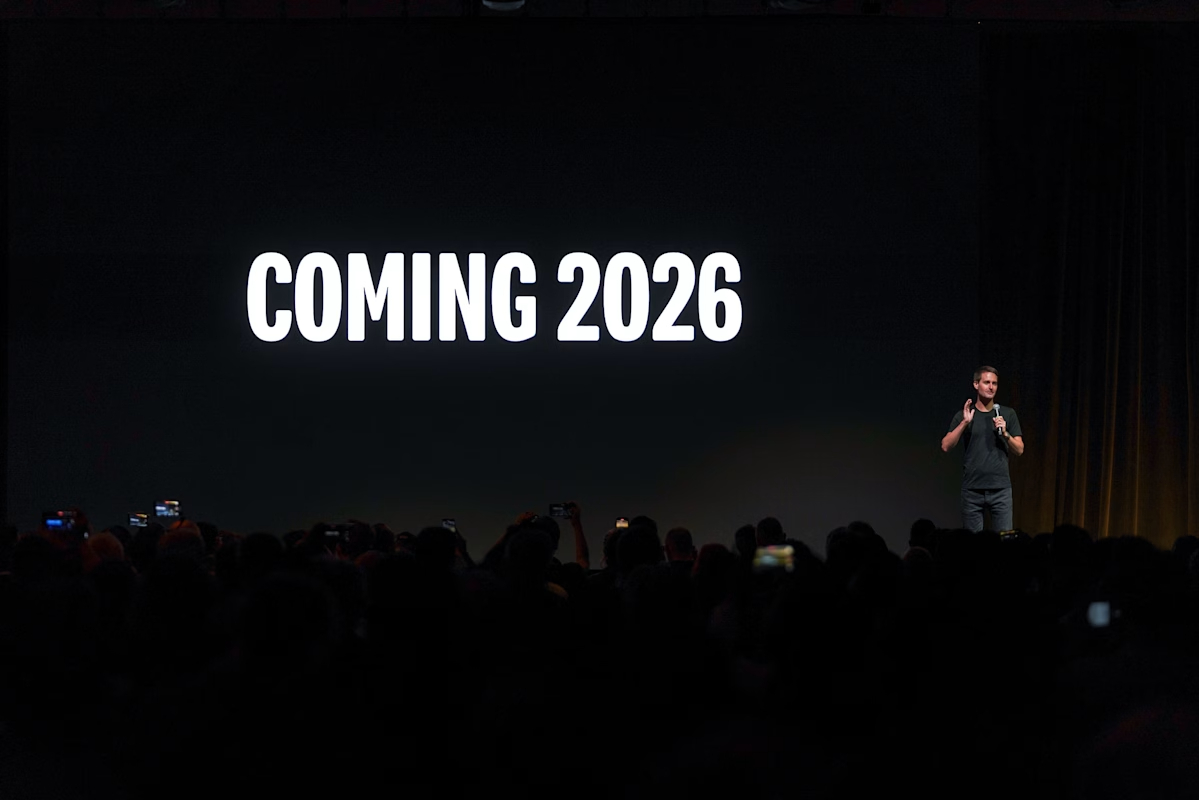 TechDogs-"An Image Of Evan Spiegel, The CEO Of Snap, Announcing The Release Of Specs Coming In 2026"