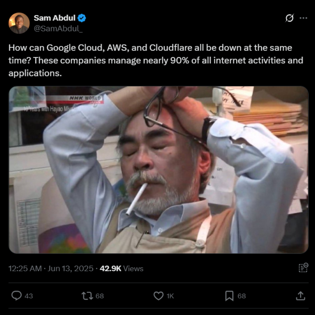 TechDogs-"An Image Showing  X Post By A Software Engineer About The 2025 Google Cloud Outage"