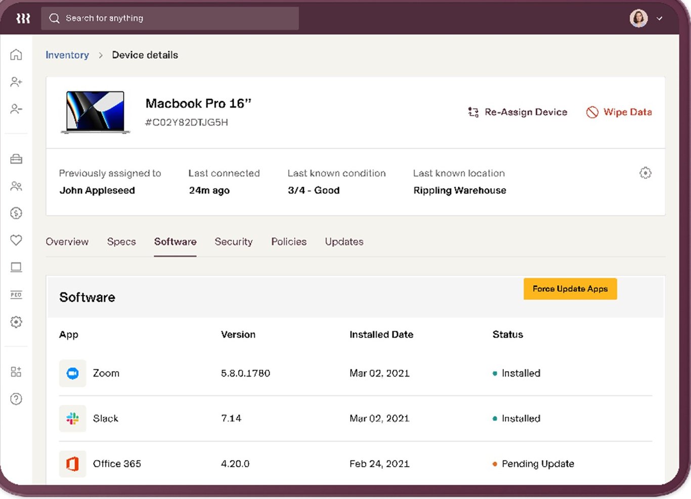 TechDogs-"Tool 5: Rippling"-"A Screenshot Of Rippling"