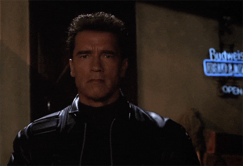 TechDogs-"A GIF Of The Terminator Nods Stoically In Iconic Scene From The Movie Wearing Pretty Glasses."