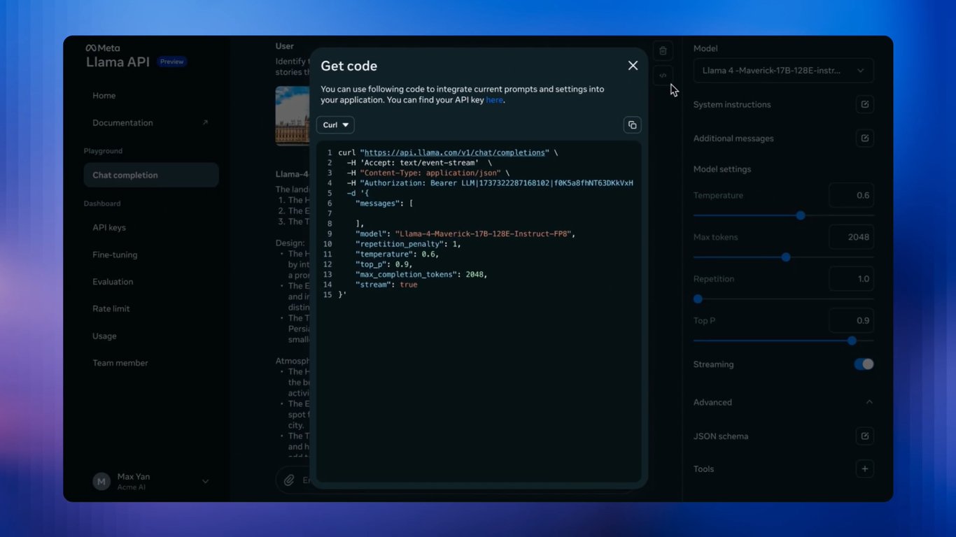 TechDogs-"An Image Showing Meta’s Llama API Functionality"
