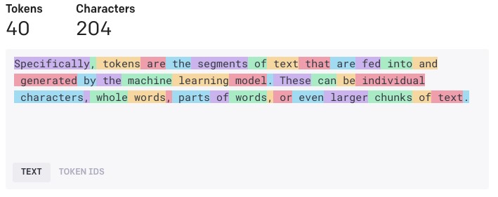 TechDogs-"Token Context"-"Token-Level Segmentation of a Sample Text by a Language Model"