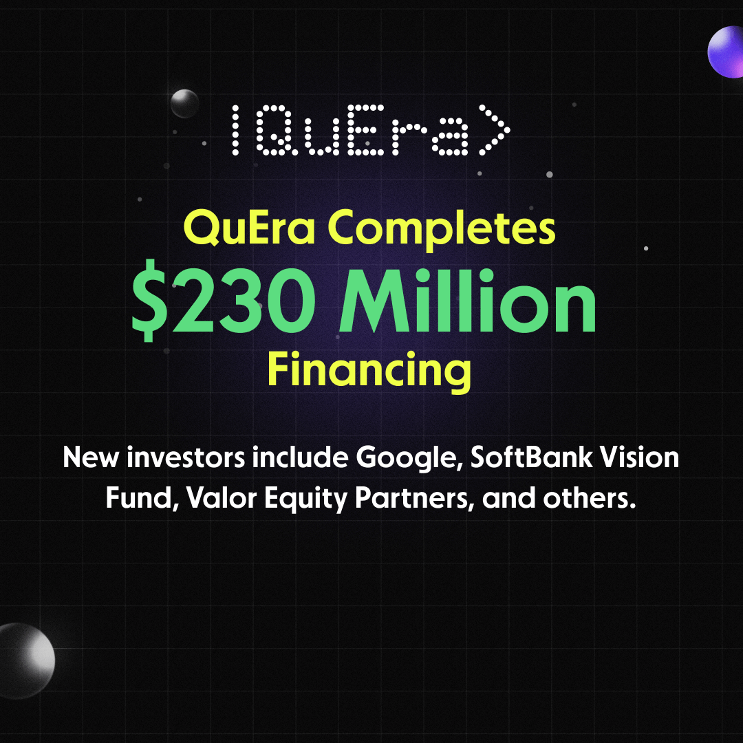 TechDogs-"An Image Announcing QuEra's $230 Million Financing Round Success As Used In The Press Release"