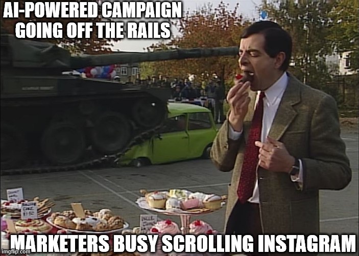 TechDogs-"Neglecting Human Oversight"-"A Meme Showing How Human Oversight Is Important For AI Tools In Marketing"