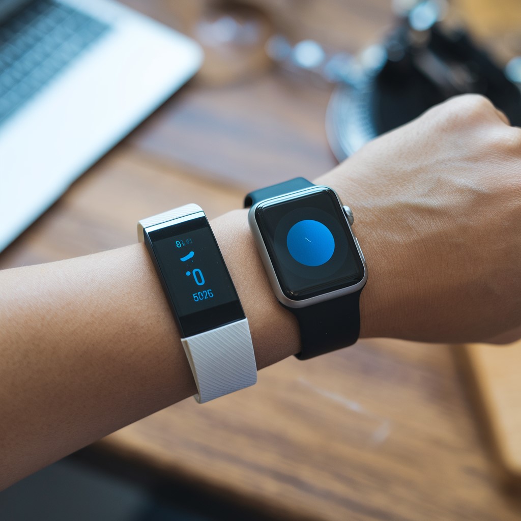 TechDogs-"Health And Fitness Tracking Features"-"An Image Showing Fitness Tracker And Smartwatch"