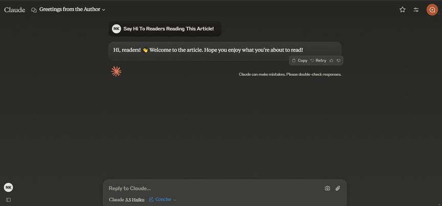 TechDogs-"Tool 3: Claude"-"A Screenshot Of The ChatBot Dashboard Of Claude"