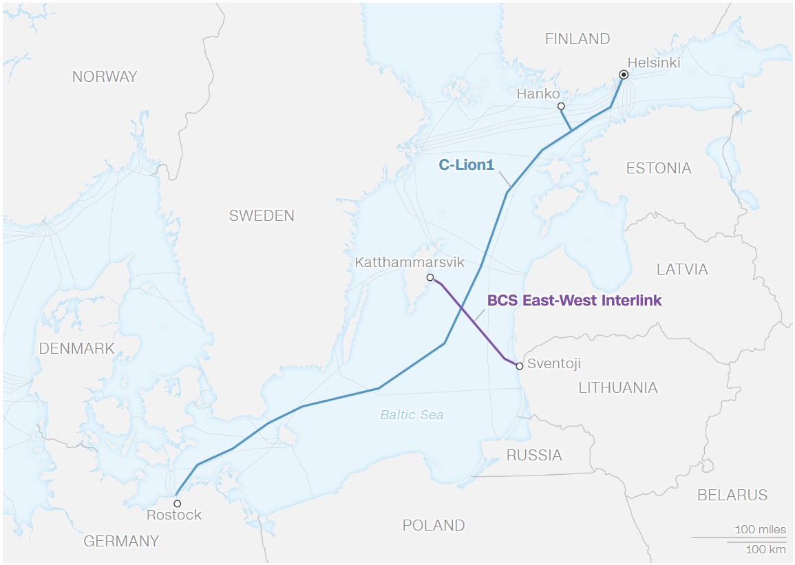 TechDogs-"An Image Of The Two Undersea Cables"