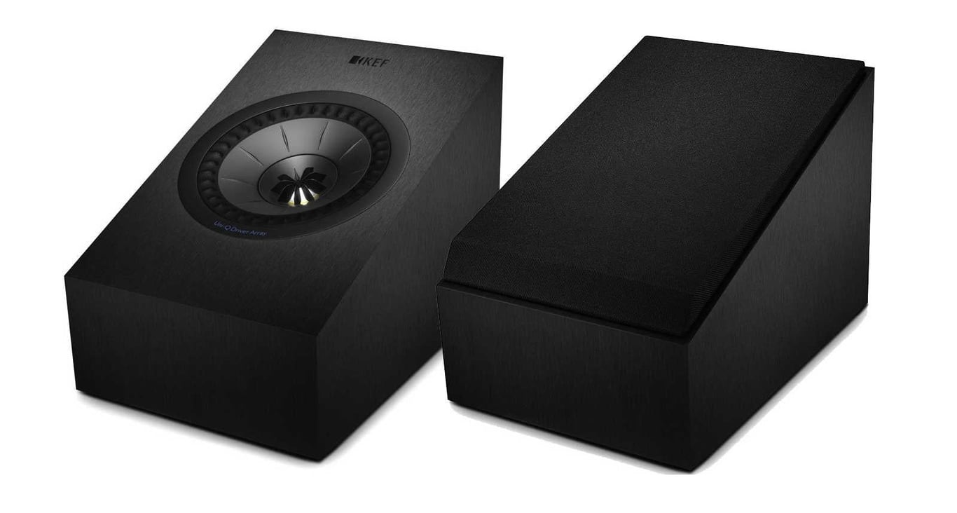 TechDogs-"Step 1: Gather Essential Equipment For A Dolby Atmos Setup"- "Pair Of Black Dolby Atmos Up-Firing Speakers With Modern Design""