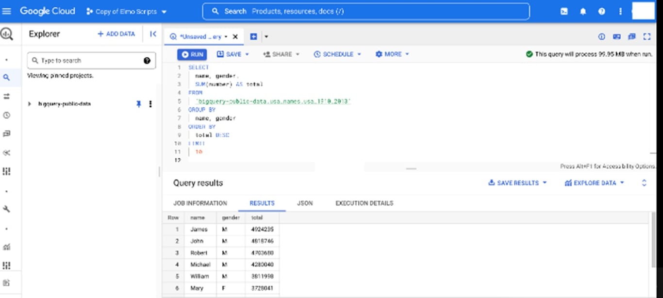 TechDogs-“Tool 1: Google Cloud BigQuery”-”Screenshot Of Google Cloud BigQuery Dashboard”