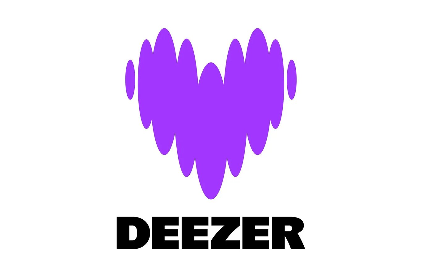 TechDogs-"Deezer Logo With Purple Waveform Heart Above Bold Black Text"