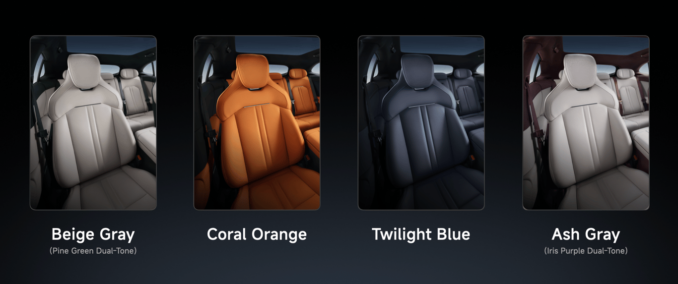 TechDogs-"An Image Depicting The Xiaomi YU7's Interior Color Options"