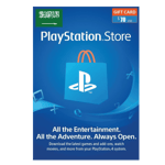 A $70 PlayStation Store 70 USD Gift Card Digital Code- Saudi Arabia featuring a blue background with a white PlayStation logo, encircled by gaming icons, and text promoting entertainment downloads for the PlayStation 4 system. | TECHHAUZ.COM