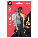 Valorant - 1950 VP - MENA Region gift card featuring a stylized artistic illustration of a male character with a modern hairstyle and a futuristic outfit, holding a weapon, set against a dynamic red and gray background with Valorant game elements. | TECHHAUZ.COM