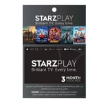 A STARZPLAY - 3 months Subscription INT - Email Delivery featuring a collage of movie and TV show thumbnails like The Big Bang Theory and Avengers. Text details the inclusion of hours of entertainment in multiple languages. | TECHHAUZ.COM