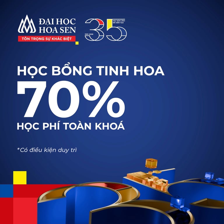 Học bổng Tinh hoa HSU 2026 – Giảm 70% học phí toàn khóa cho tân sinh viên xuất sắc