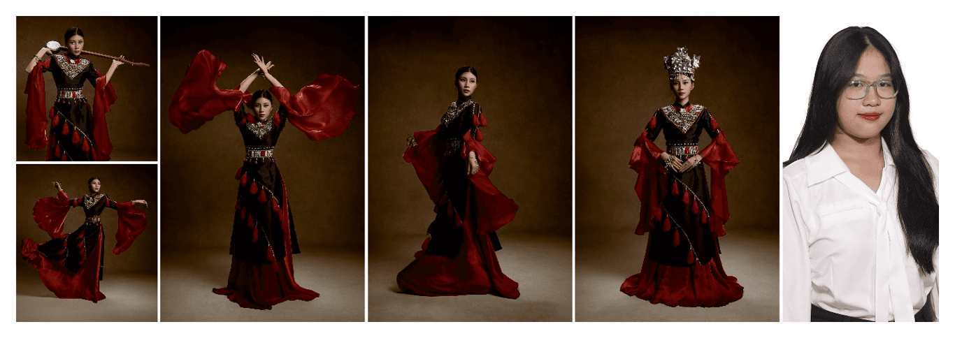 A collage of a person in a red dress

AI-generated content may be incorrect.