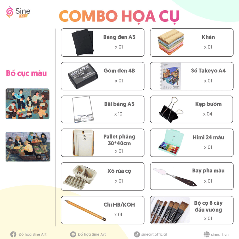 Combo họa cụ cho dân luyện thi vẽ khối V - khối H
