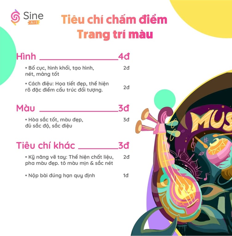Tiêu chí chấm điểm Trang trí màu — Sine Art