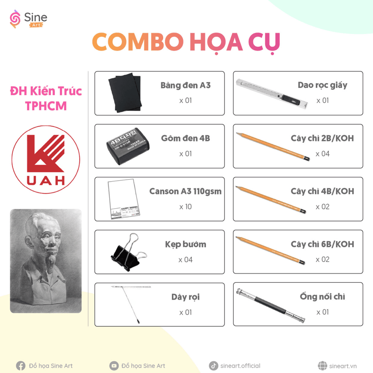 Combo họa cụ cho dân luyện thi vẽ khối V - khối H