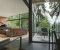 Preview of Dellplain Residence - Image 1: Furniture, Flora, Indoors, Interior Design, Couch, Outdoor, Deck, Patio, Wood, Steel, Structure Steel, Glass, Window, Tile.