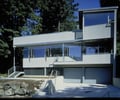 Preview of East Ford Residence - Image 8: Flora, House, Entry, Garage, Concrete, Stone, Glass, Window, Steel, Stair Staircase, Balcony, Wood.