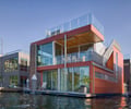 Preview of Floating Home - Image 1: Building, Housing, Metal frame, Cantilever, Town, Urban, Structure steel, Wood ceiling.