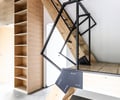Preview of Lagerberg Mooring - Image 13: stair, wood, structure wood, concrete floor, railing, open shelving, loft design, industrial style, modern design.