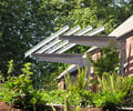 Preview of Shelter House - Image 0: historic, Patio, Pergola, Porch, Plant, Vase, Outdoors, Yard, galvanized, structure steel, addition, cantilever.