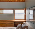 Preview of South Whidbey Residence - Image 19: Bed, Furniture, Bedroom, Window, Drawer, alder, wood ceiling, waterfront.