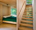 Preview of Wetlands Cabin - Image 8: Handrail, Indoors, Interior Design, stair, murphy bed, wood floor, wood wall, wood ceiling.