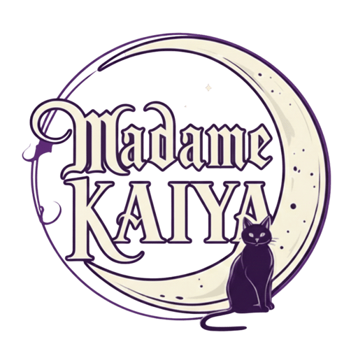 Madame Kaiya logo - Gothic cat and moon