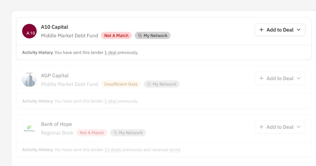 Multiple Contacts per Lender