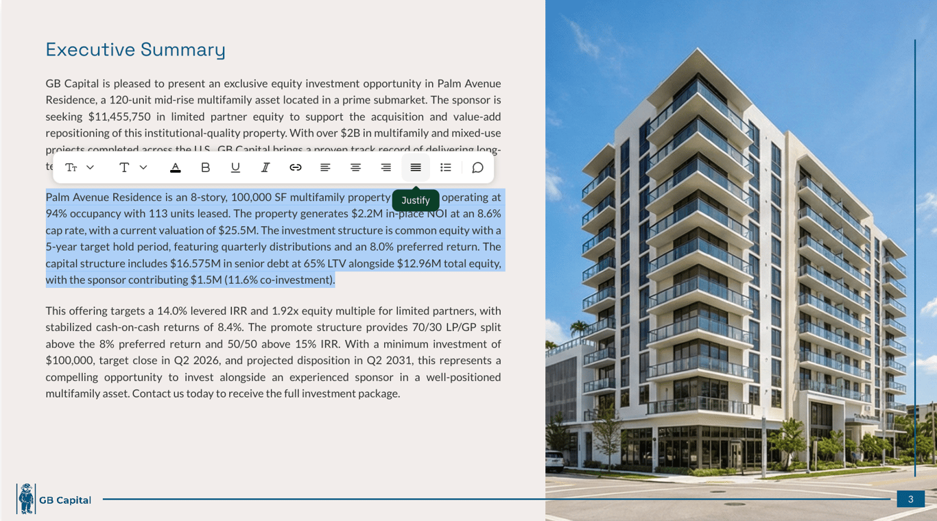 Justify text alignment