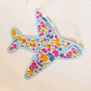 Floral Airplane Sticker
