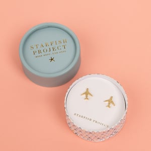 Frosted Gold Airplane Earrings - Starfish Project