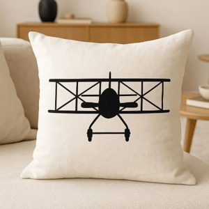 Santorelly Designs - Vintage Biplane Throw Pillow Cover