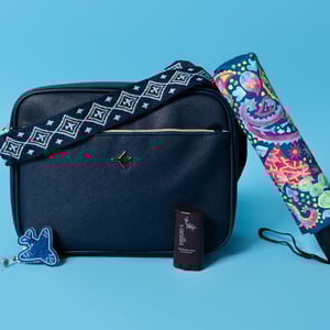 Navy Crossbody Bag with Guitar Strap