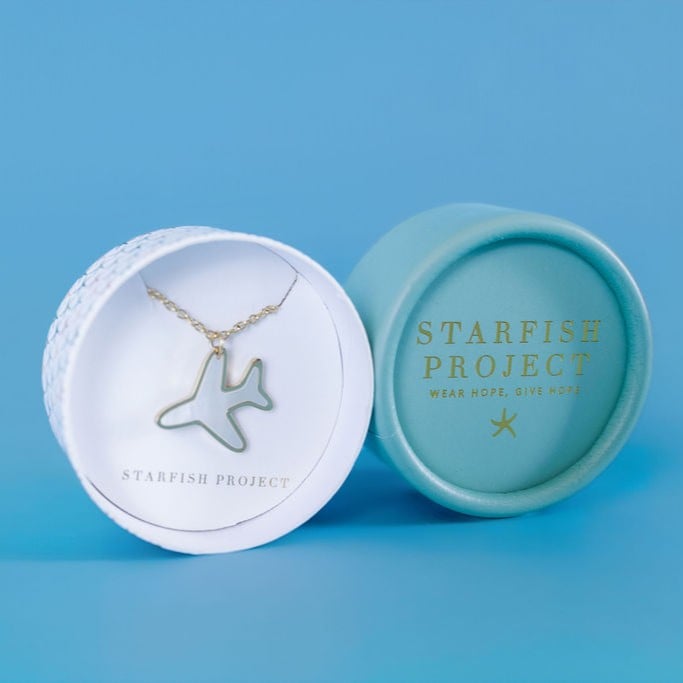 Mother of Pearl Airplane Necklace - Starfish Project - Image 2